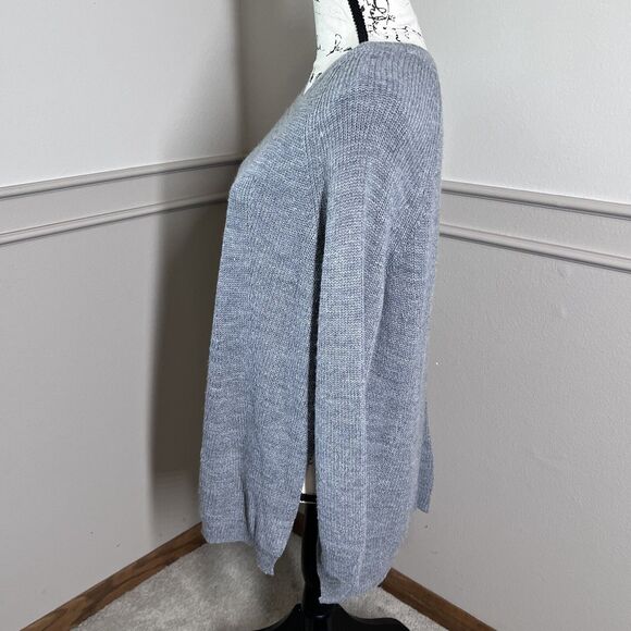 MER SEA Womens Travel Sweater One Size Pullover Crewneck Button Back Gray Preppy - Picture 5 of 10